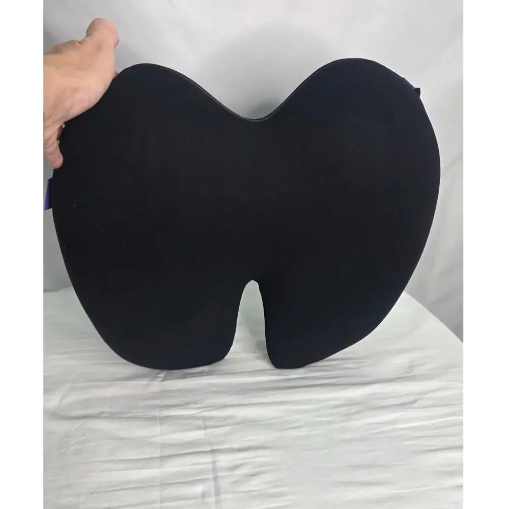 C Cushion Lab Extra Dense Lumbar Pillow Back Pain Support Strap Office Black